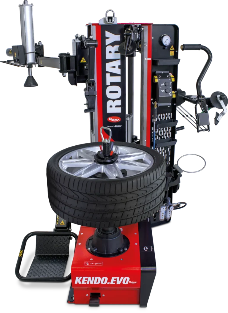 Röd Rotary däckmaskin